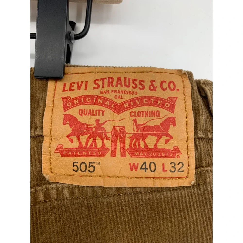 Levis 505 Corduroy Pants Mens 40x32 Brown Straight Leg Stretch Casual Fall